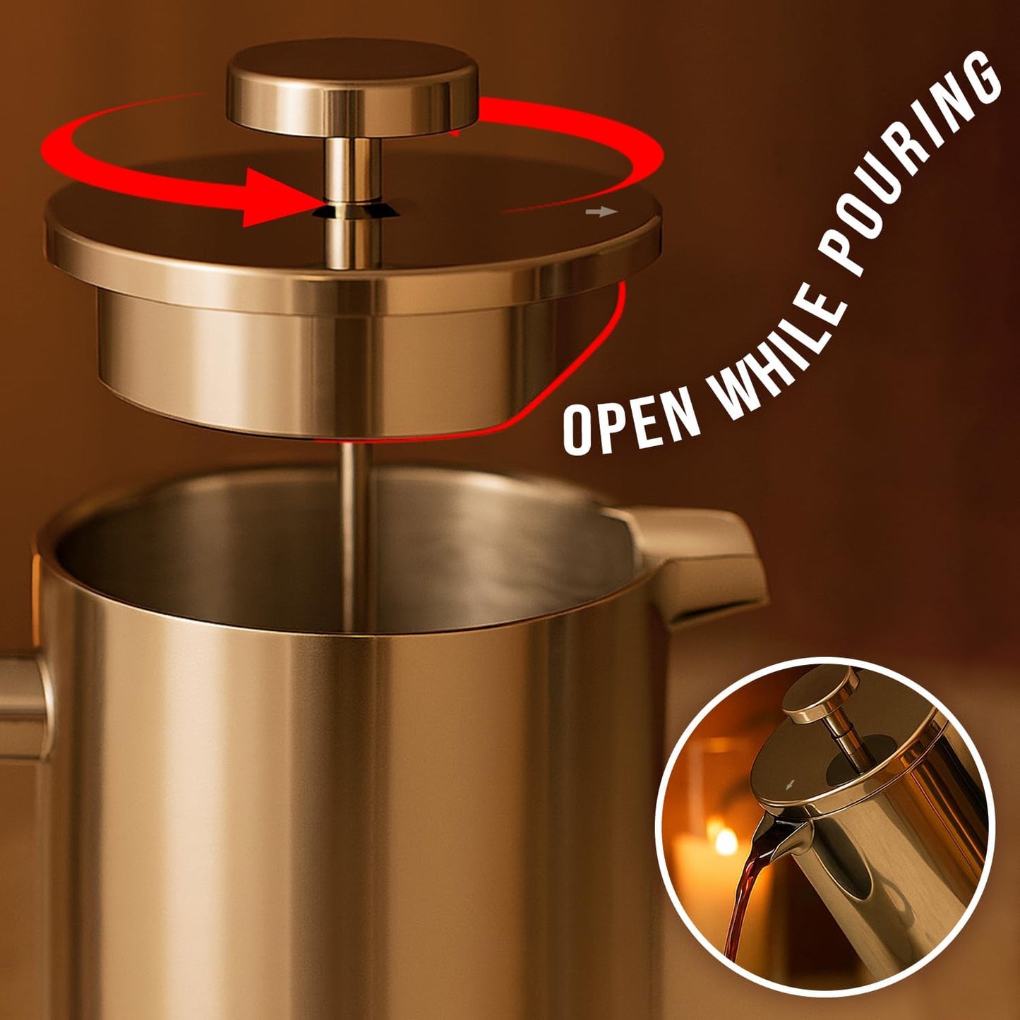 Edelstahl French Press 1L Kaffeemaschine