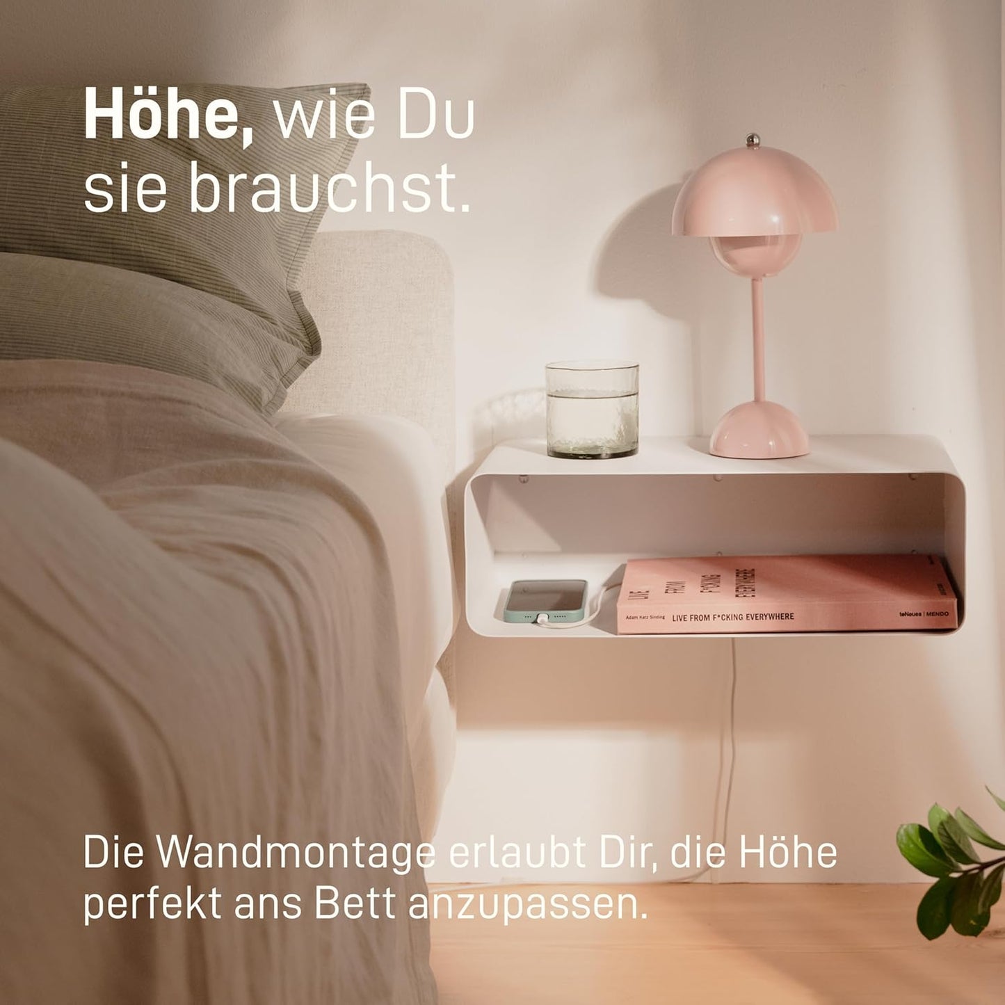 Schwebender Nachttisch, Weiss