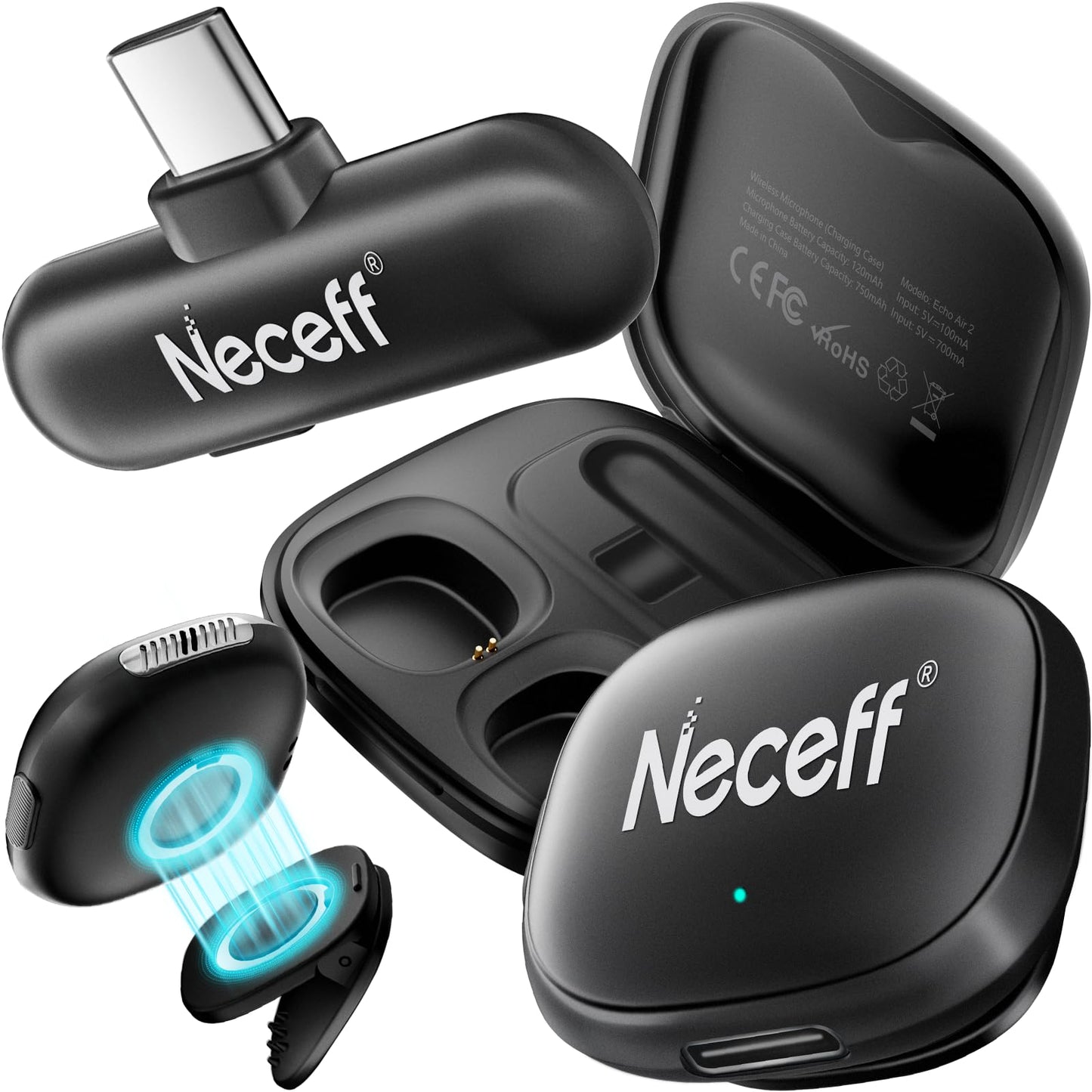 Echo Air 2 Lavalier Mikrofon USB-C für Smartphones, Elfenbeinschwarz