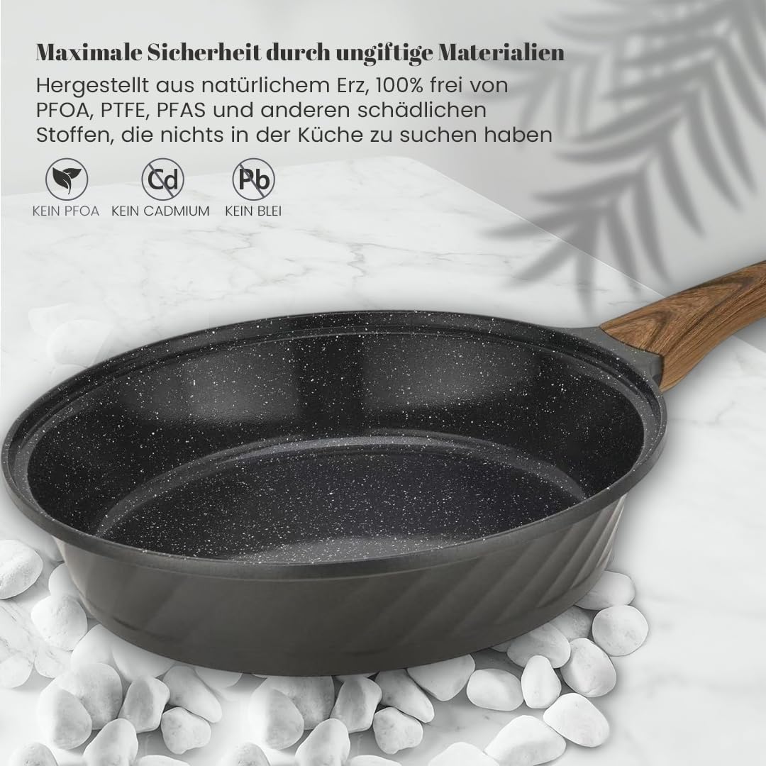 Keramik Antihaft-Pfannenset (3-teilig) Induktion geeignet, Schwarz Keramik-Pfannenset