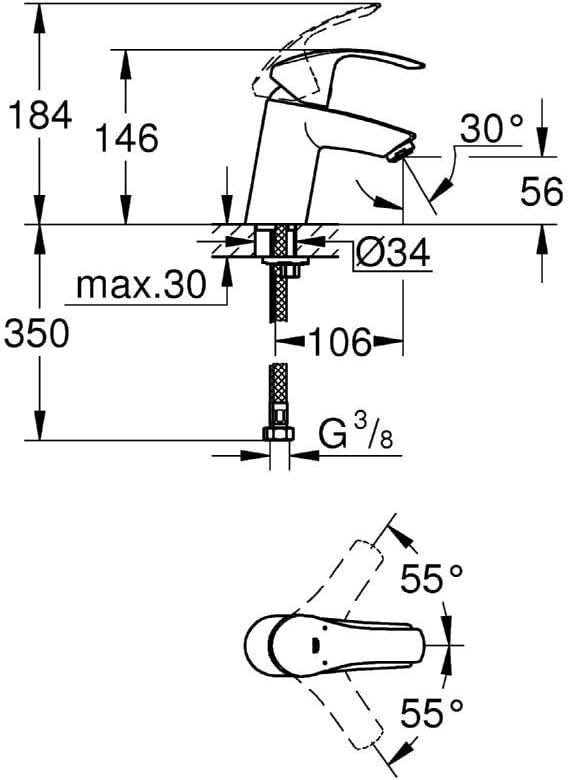 Eurosmart Einhand-Waschtischbatterie S-Size, S glatter Körper