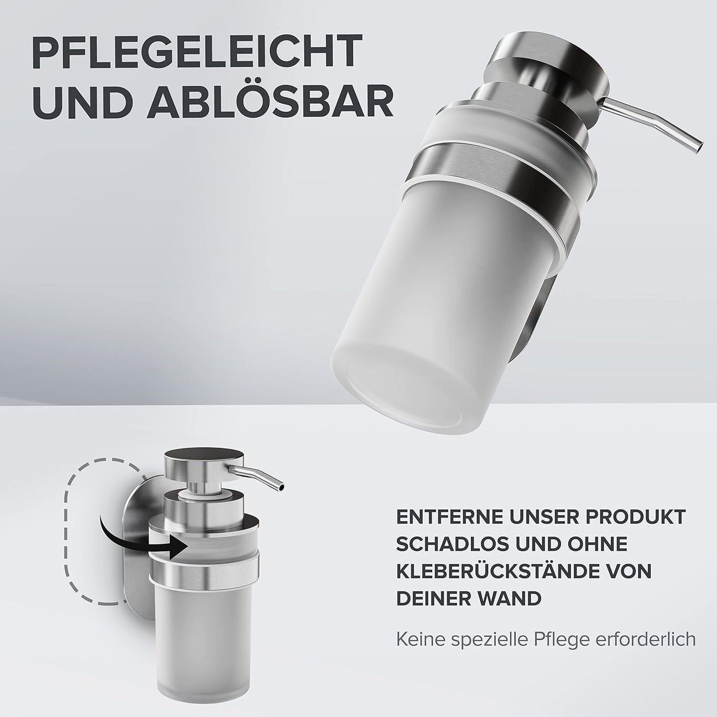 Seifenspender zur Wandmontage ohne Bohren, Silber Zum Kleben
