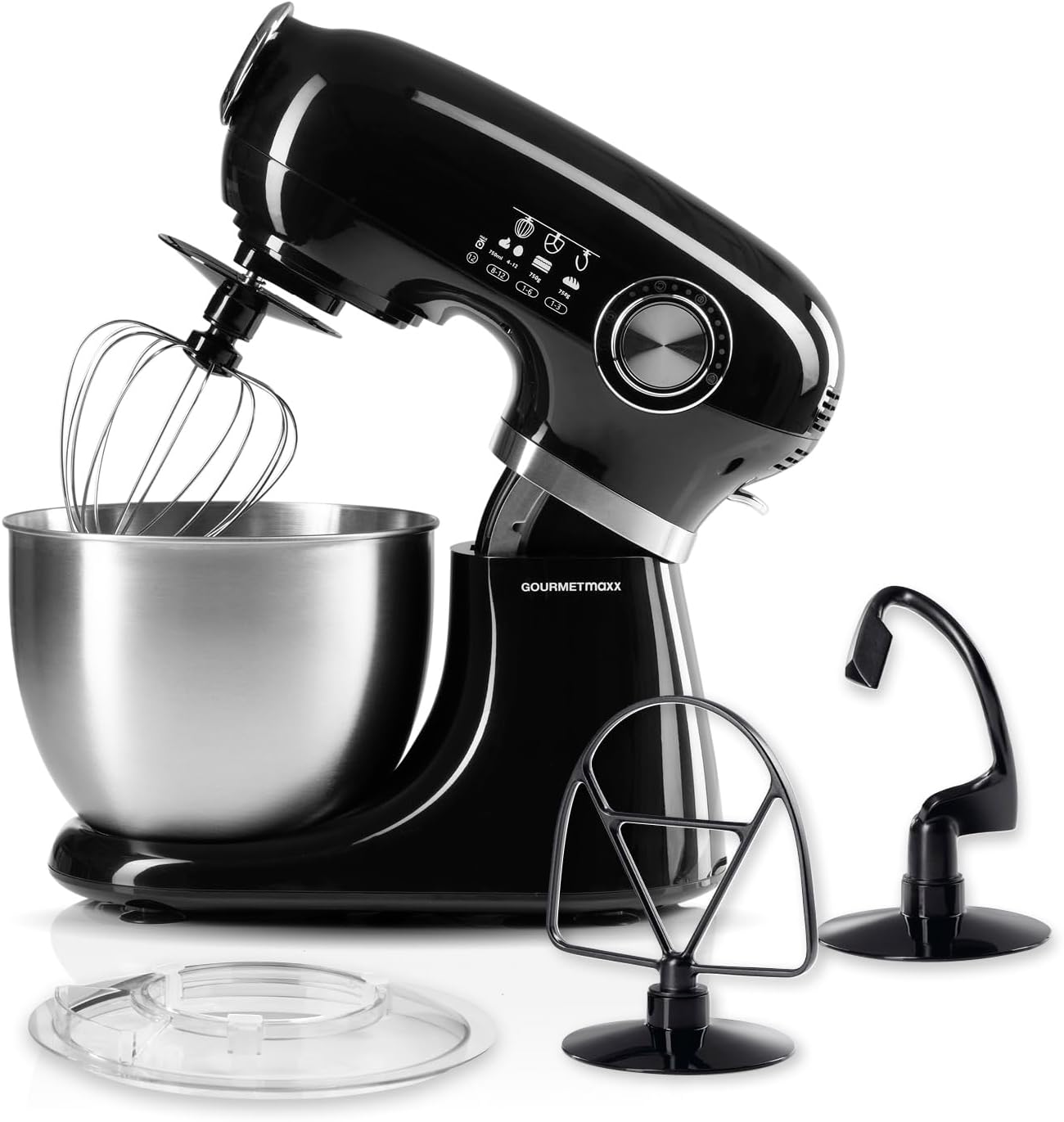 Multifunktionale Küchenmaschine mit Rührschüssel, Schwarz