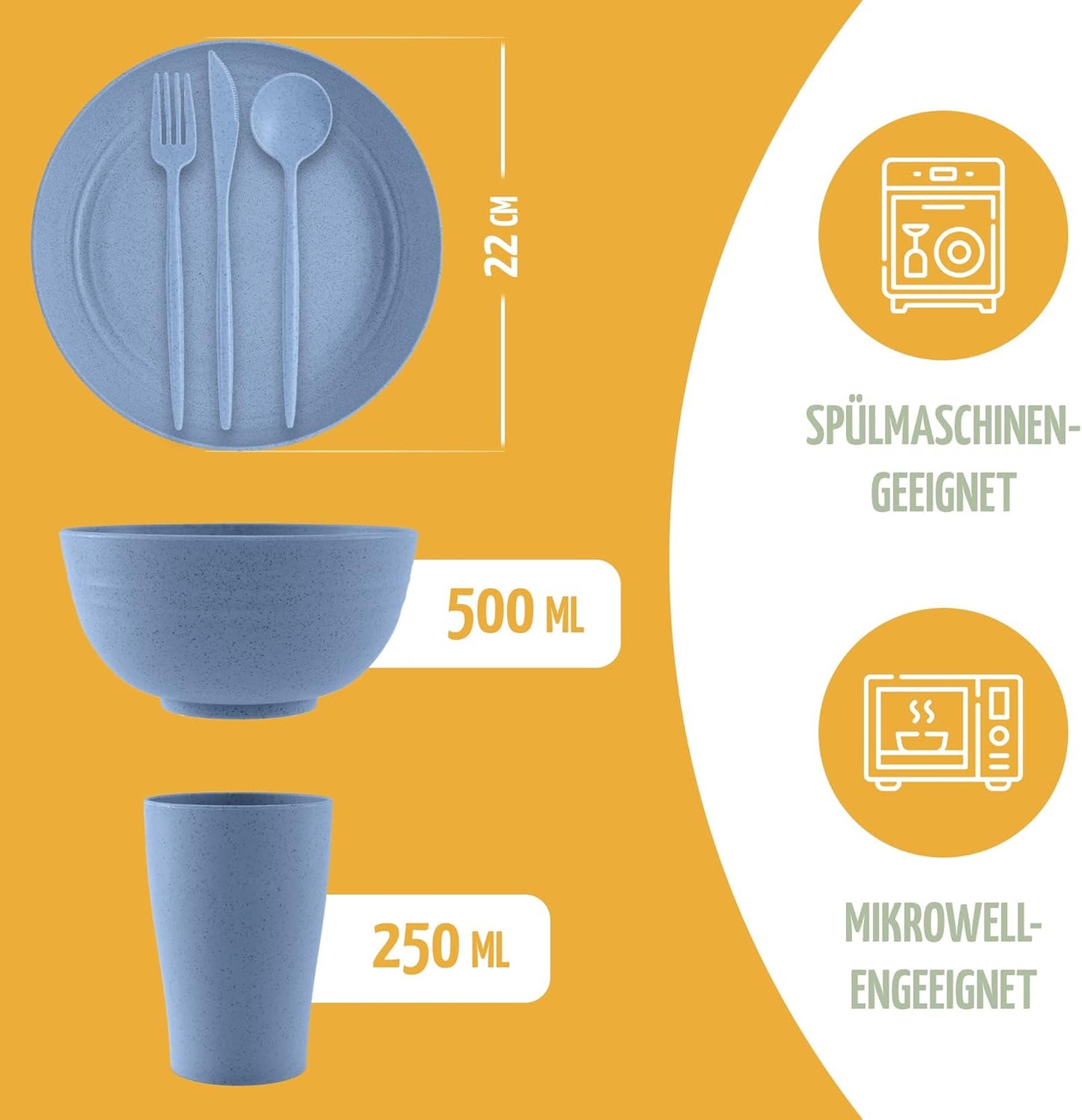 Umweltfreundliches Camping-Geschirrset, Blau