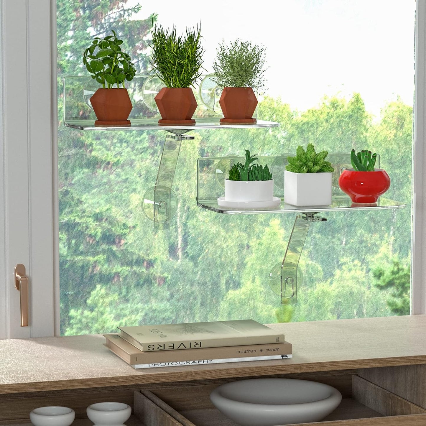 Pflanzenregal-Set für Fenster, 2