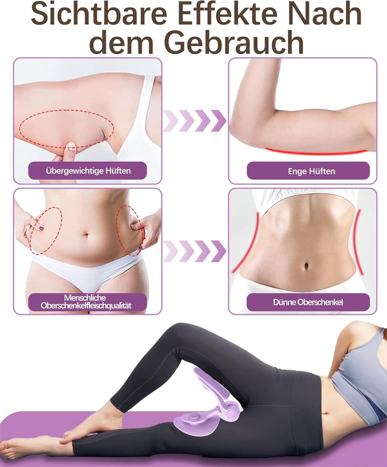 Oberschenkel- und Beckenbodentrainer für Zuhause, Violett 16 KG