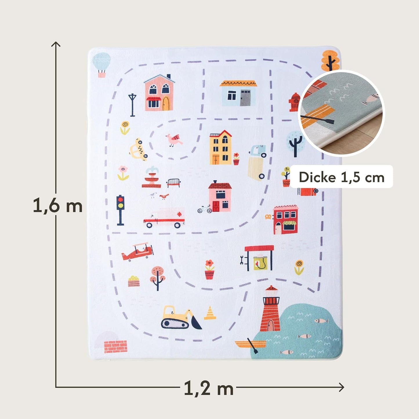 Weiche Spielmatte, Stadt 120 x 160 cm