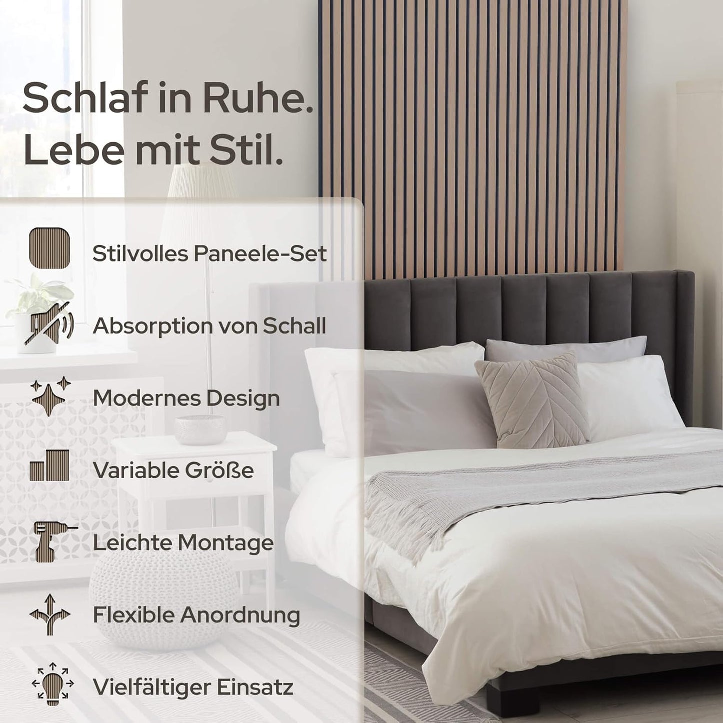 2er-Set Akustikpaneele für Wand & Decke, Eiche Dunkel, 2