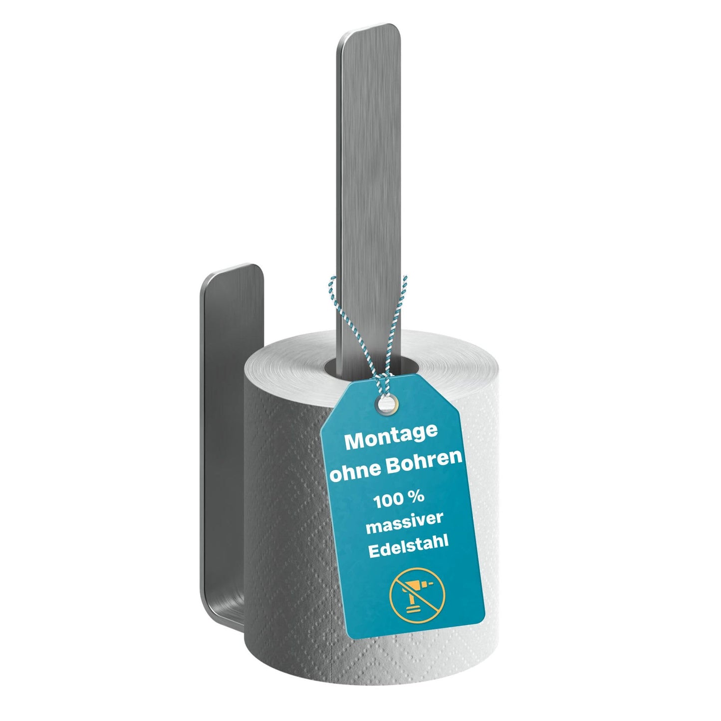 Selbstklebender Toilettenpapierhalter, Silber, Schwarz Ersatzrollenhalter