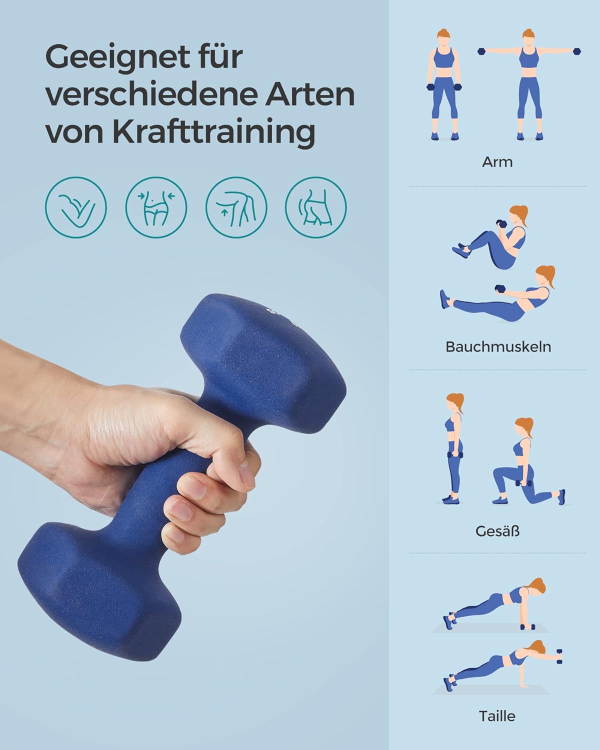2er-Set Kurzhantel (4 kg), 2 x 4 kg, hafenblau