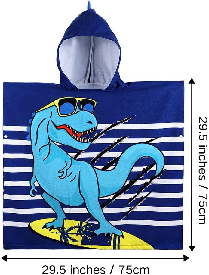 Badetuch-Poncho für Kinder mit Dinosaurier-Motiv, 1-dinosaurier Einheitsgröße