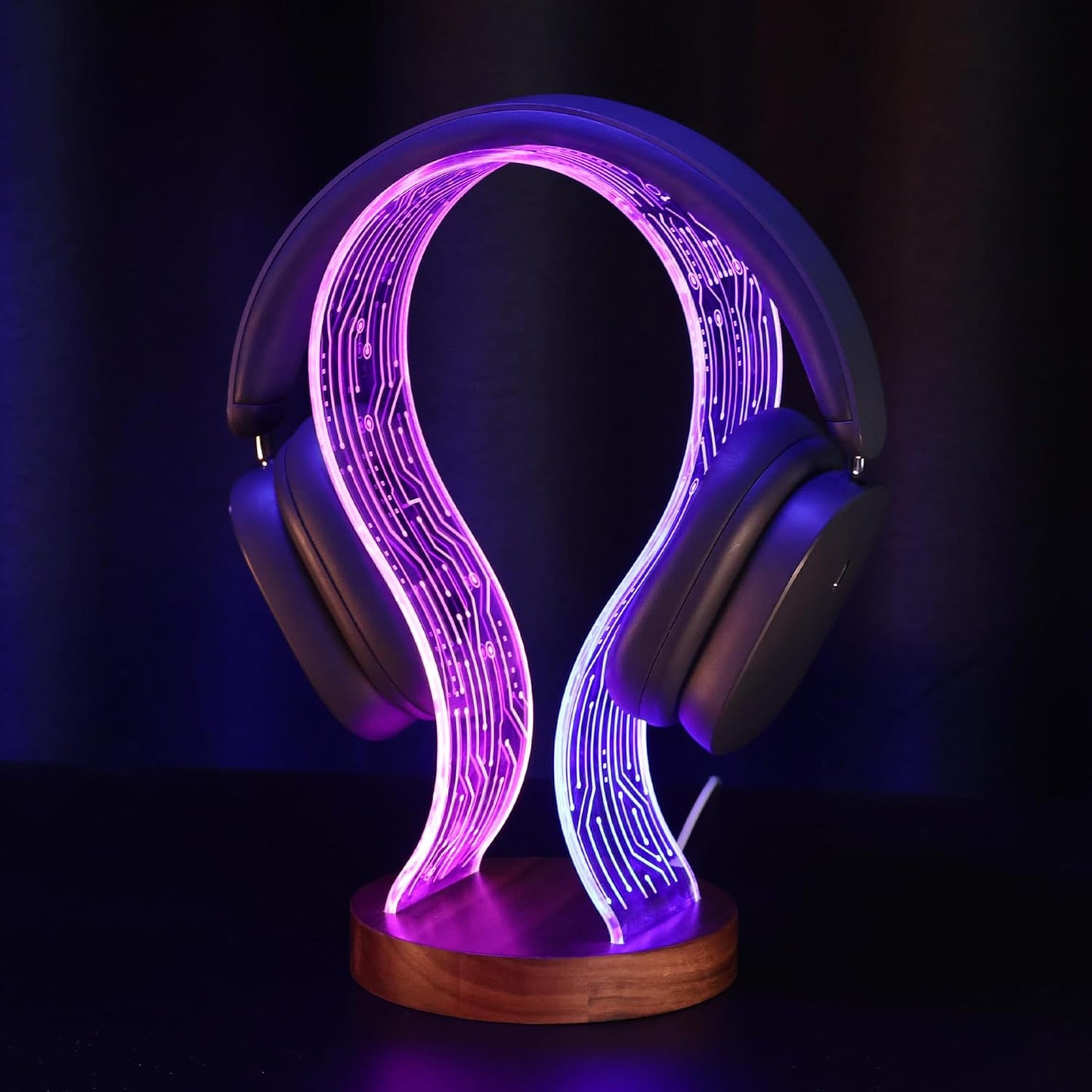 Kopfhörerständer mit LED, Wooden Color- PCB