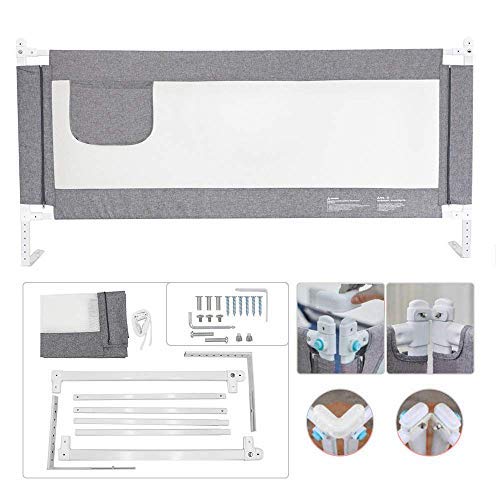 Kinderbettgitter zum Schutz vor Stürzen, 190x76 cm (1er Pack) Grau