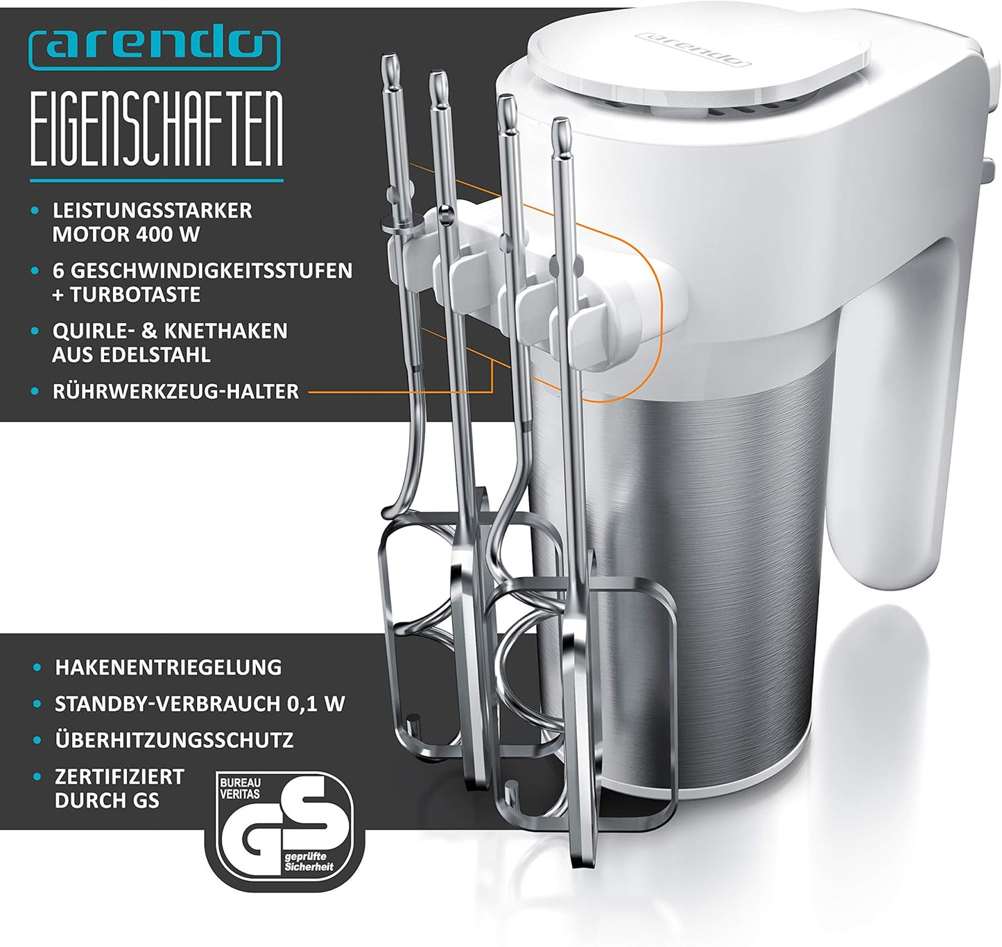 Handmixer Mix 1 mit 5 Geschwindigkeiten, B: Weiss
