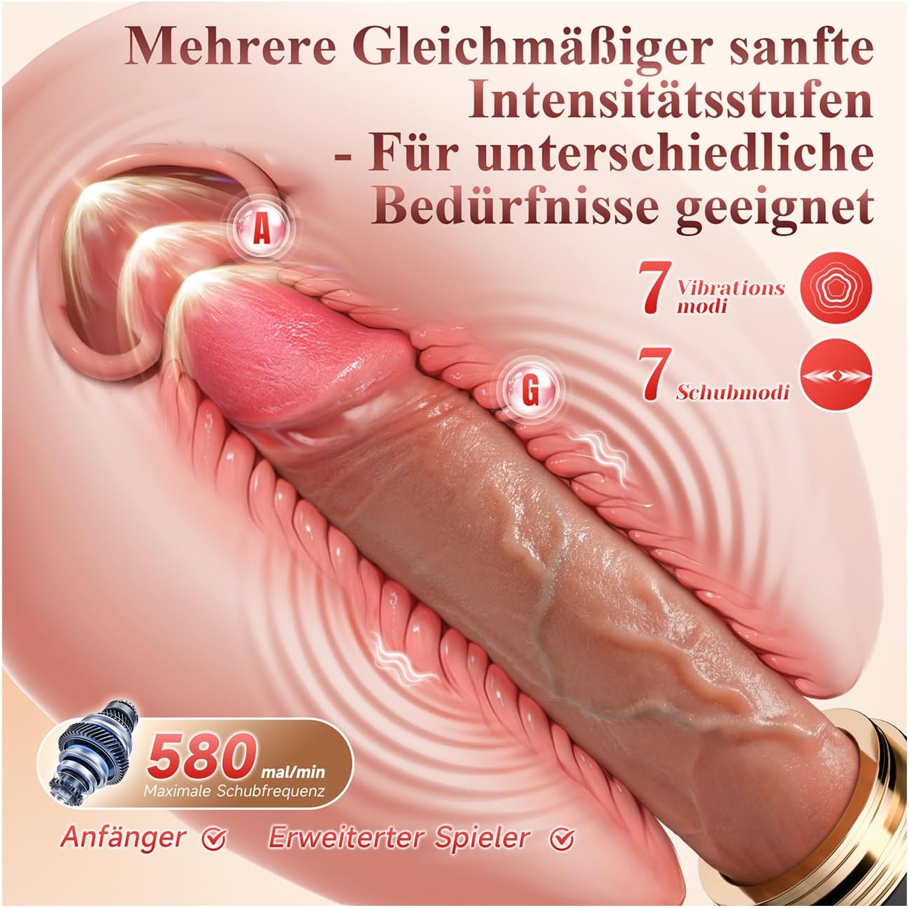 Vibrator Dildo mit KI-Sync App, 7x7 Stossfunktion