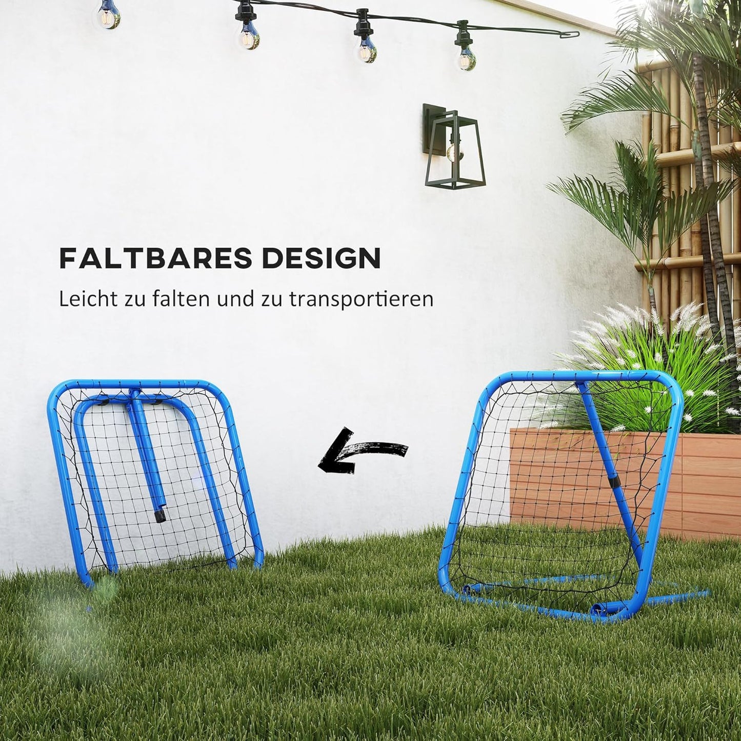 Fussball Rebounder PE, Metall Blau, Blau