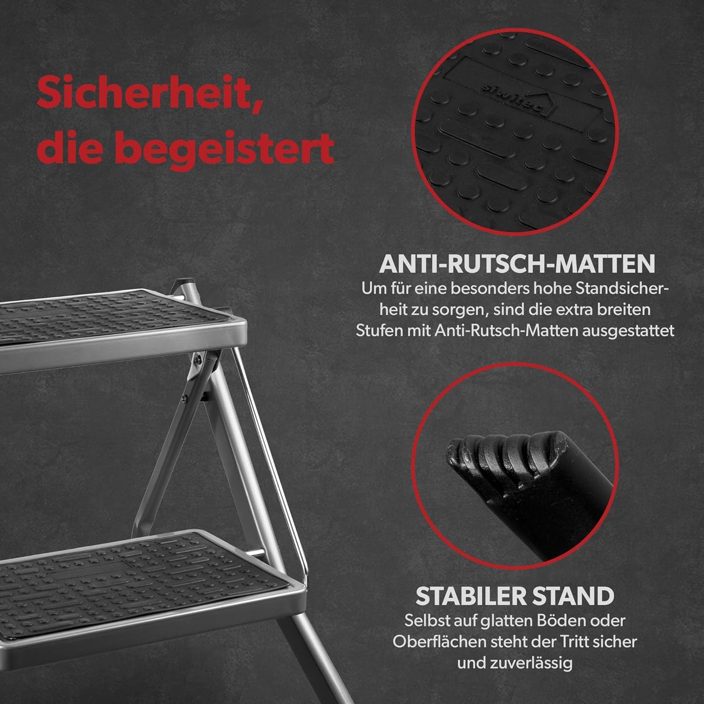 Klapptritt mit 2 Stufen, 2-stufig Anthrazit