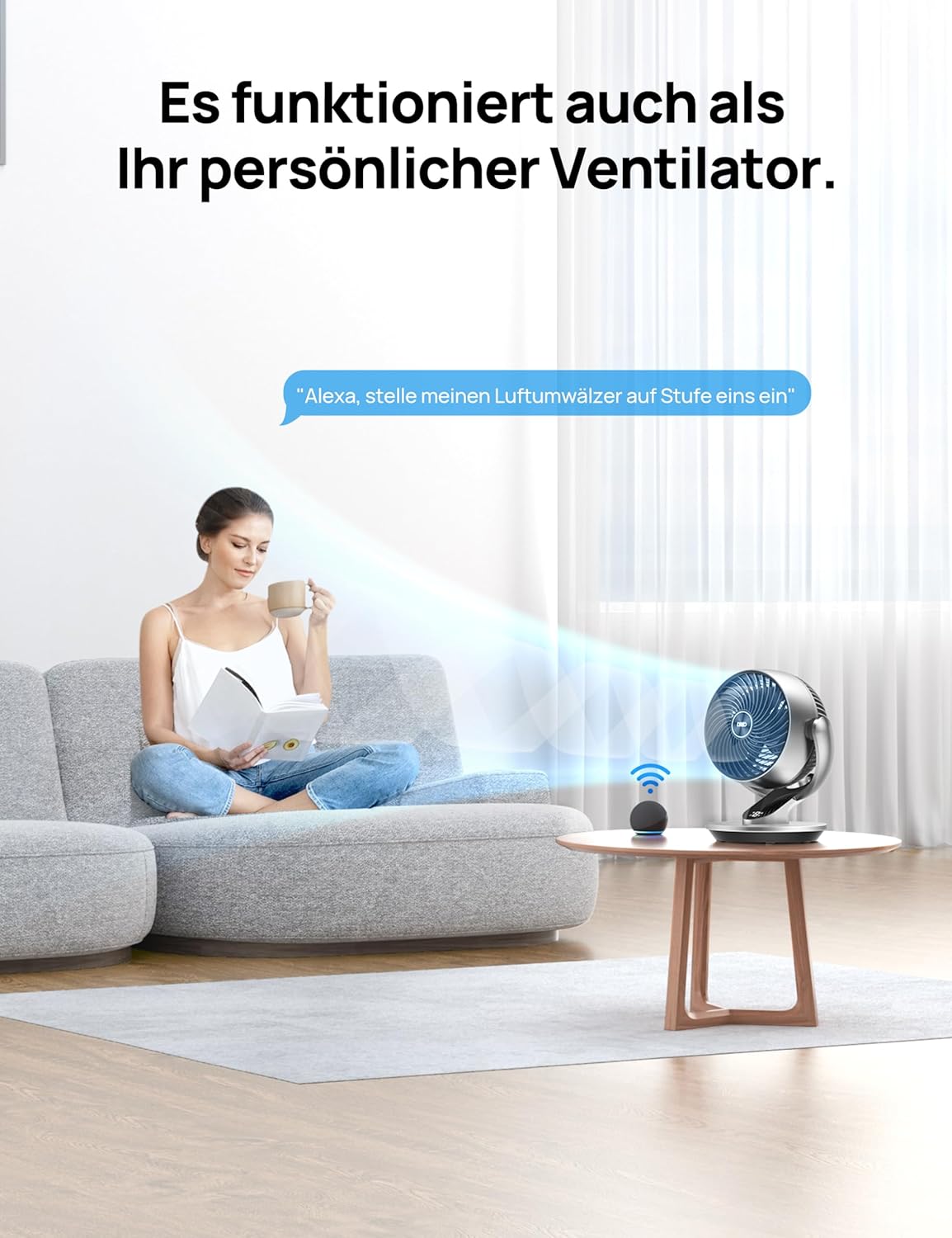 Leiser Smart Tischventilator, Silber