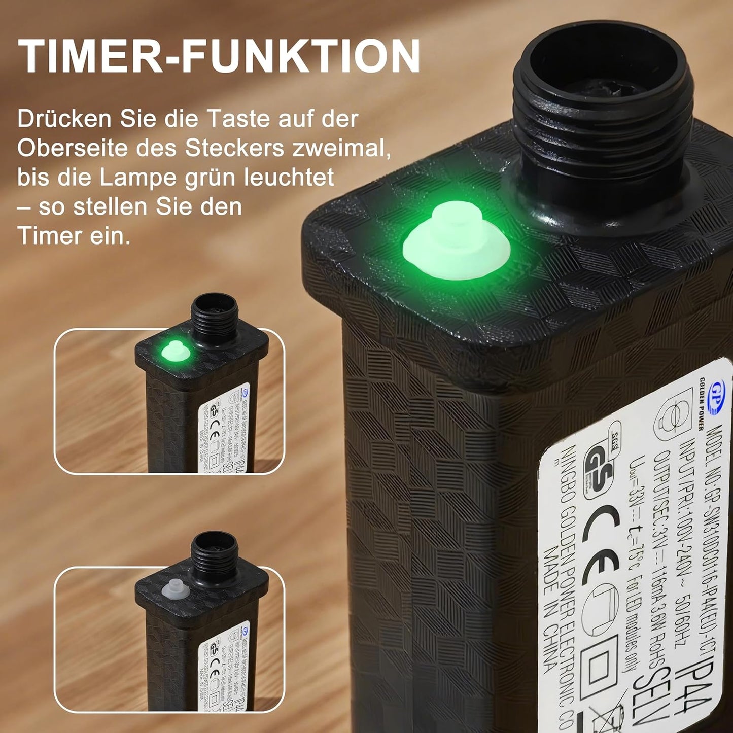 LED Lichterkette mit Timer und 12 Modi, Weiss 200 LEDs