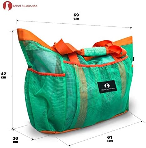 Netz-Strandtasche Modell Ra-rso-lamebeba1, Türkis/Orange
