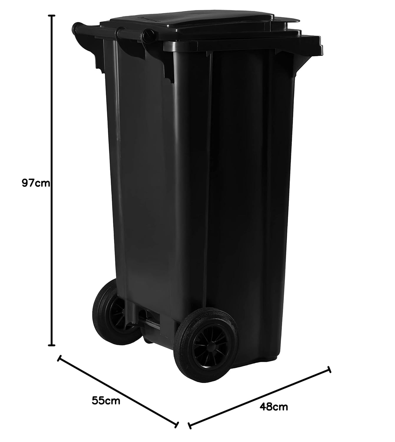Mülltonne mit Deckel und Rädern, 120 Liter Grau/Orange