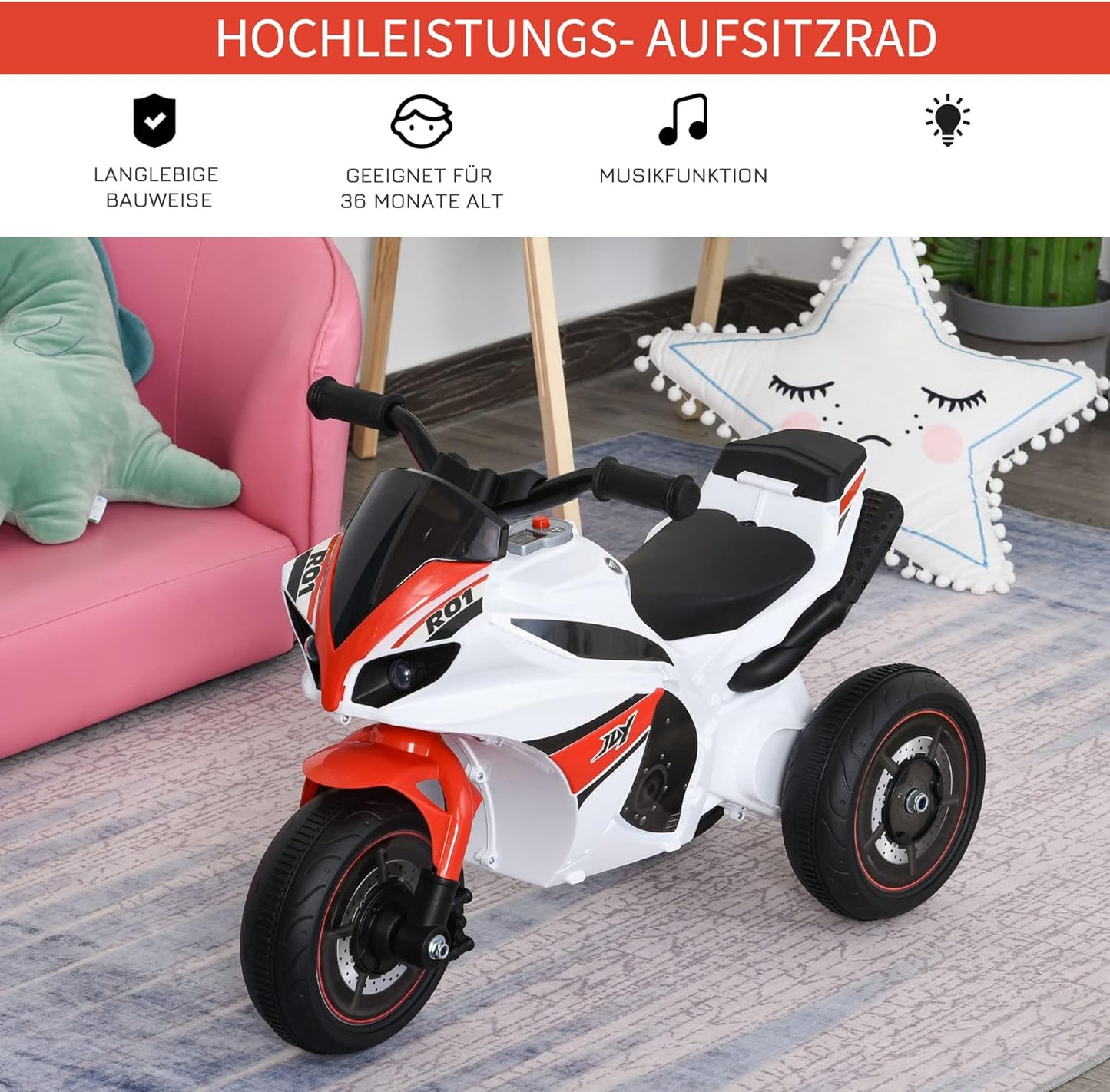 Motorrad-Rutschauto mit Musik und Scheinwerfer