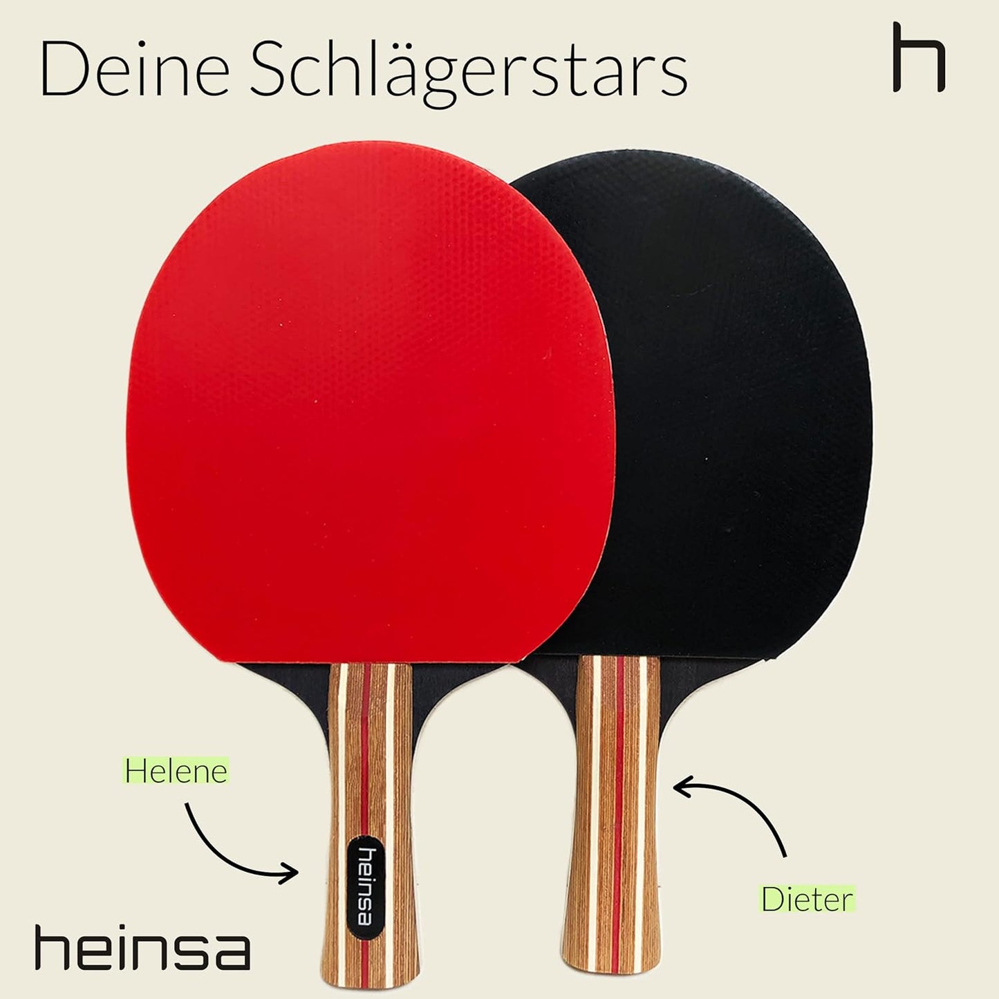 Tischtennisschläger-Set, 4er Tischtennisschläger Set mit extra Bälle