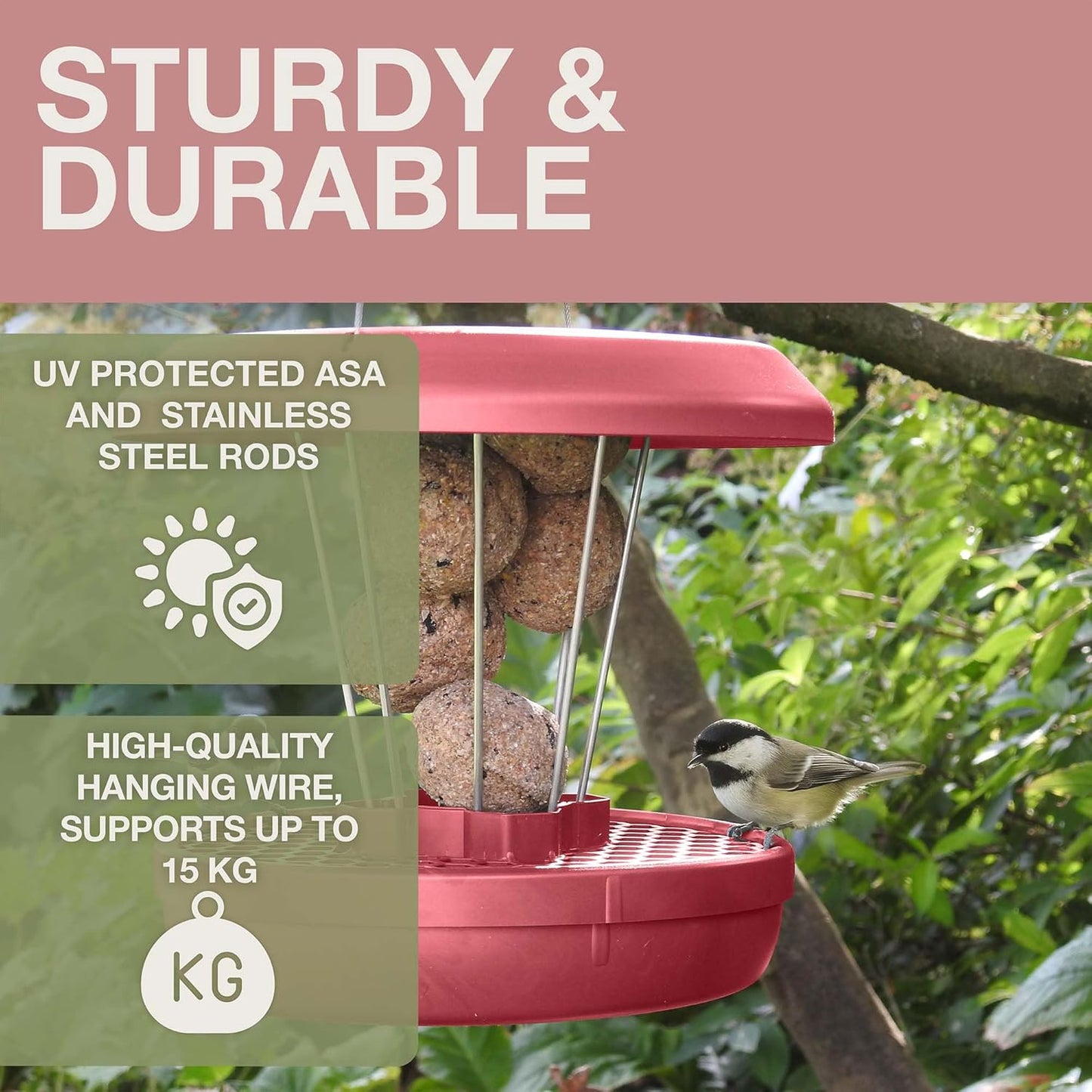 Vogel-Futtersilo Lucerne SMART BIRDS, Staubiges Rosa Lucerne