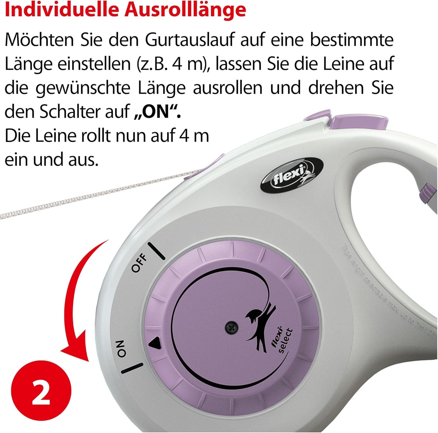 Roll-Leine für Hunde (bis 25 kg, 7 m), hellgrau/violet M: 0-7m (max. 25kg)
