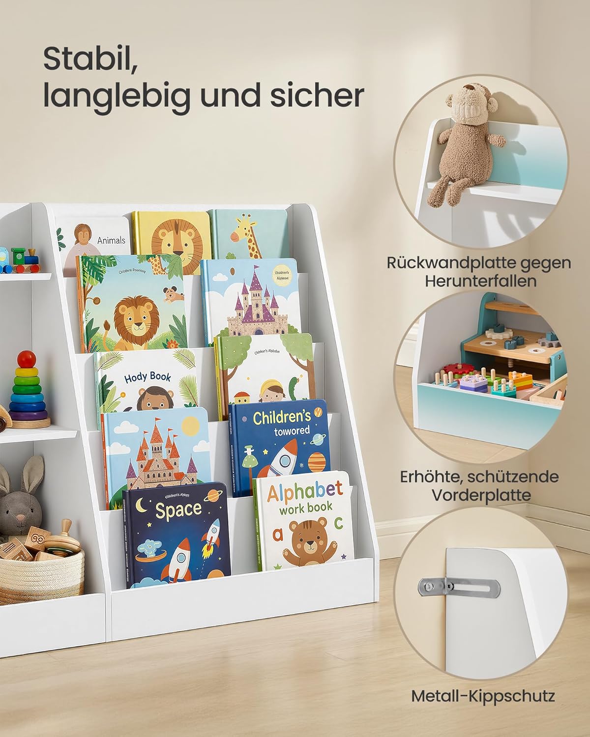 Custos Kollektion Bücher- und Spielzeugregal mit 5 Ebenen, 103,6B x 80H cm