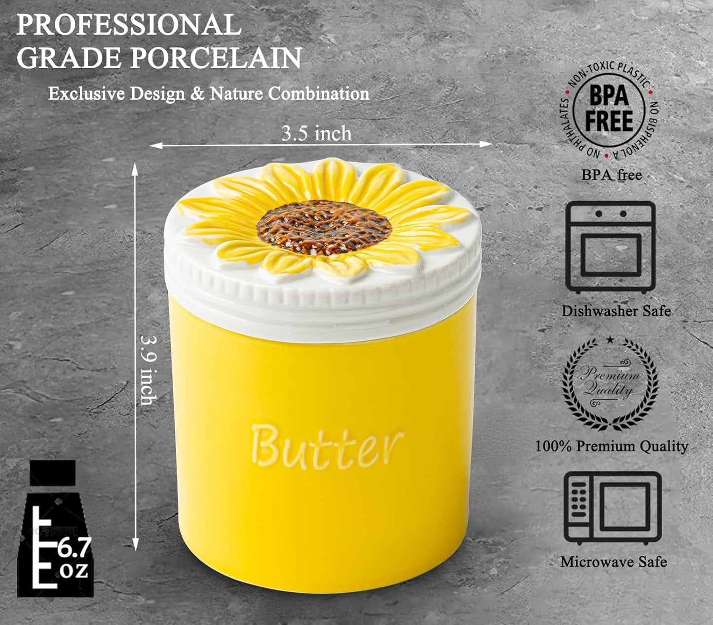 Französische Butterdose mit Sonnenblumen