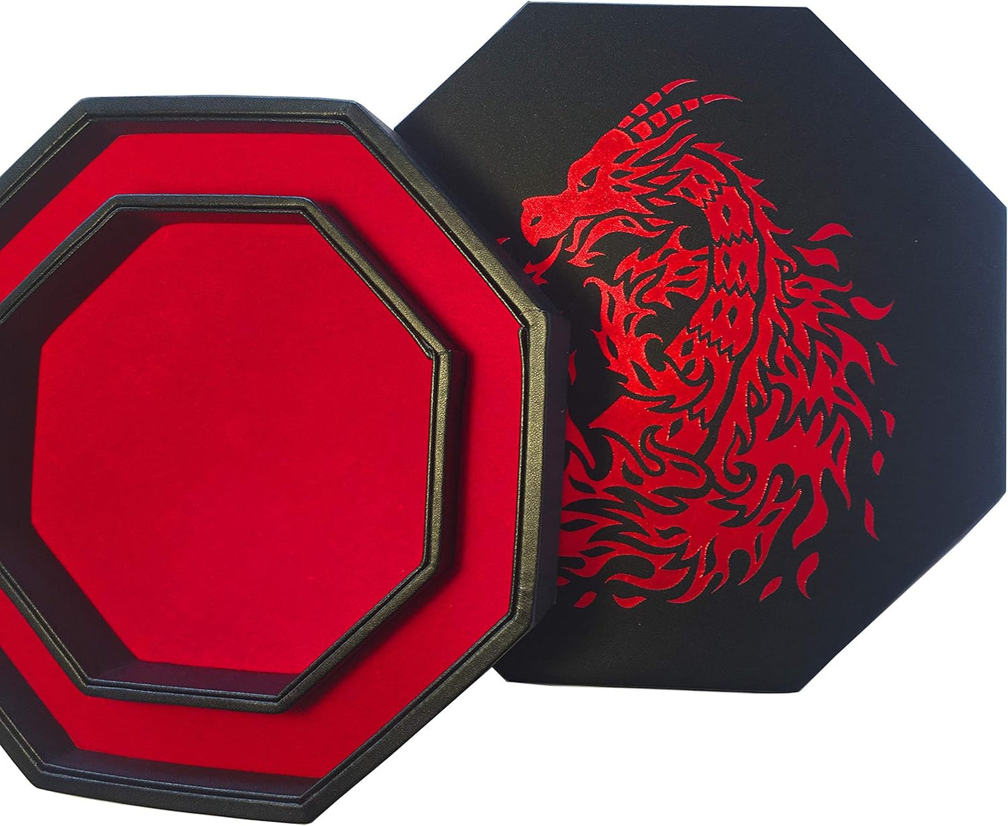 Fire Dragon Würfelschale mit Deckel, Rot