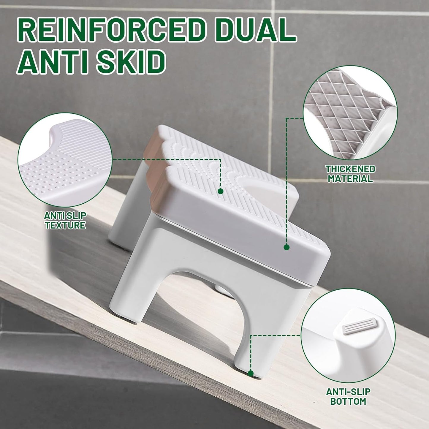 Ergonomischer Toilettenhocker mit Anti-Rutsch-Pads