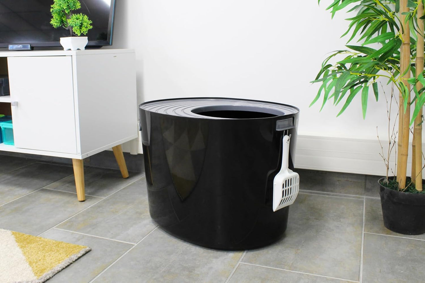 PUNT-530 Jump-In Katzenklo mit Schaufel, bis 7 kg, Schwarz Gross
