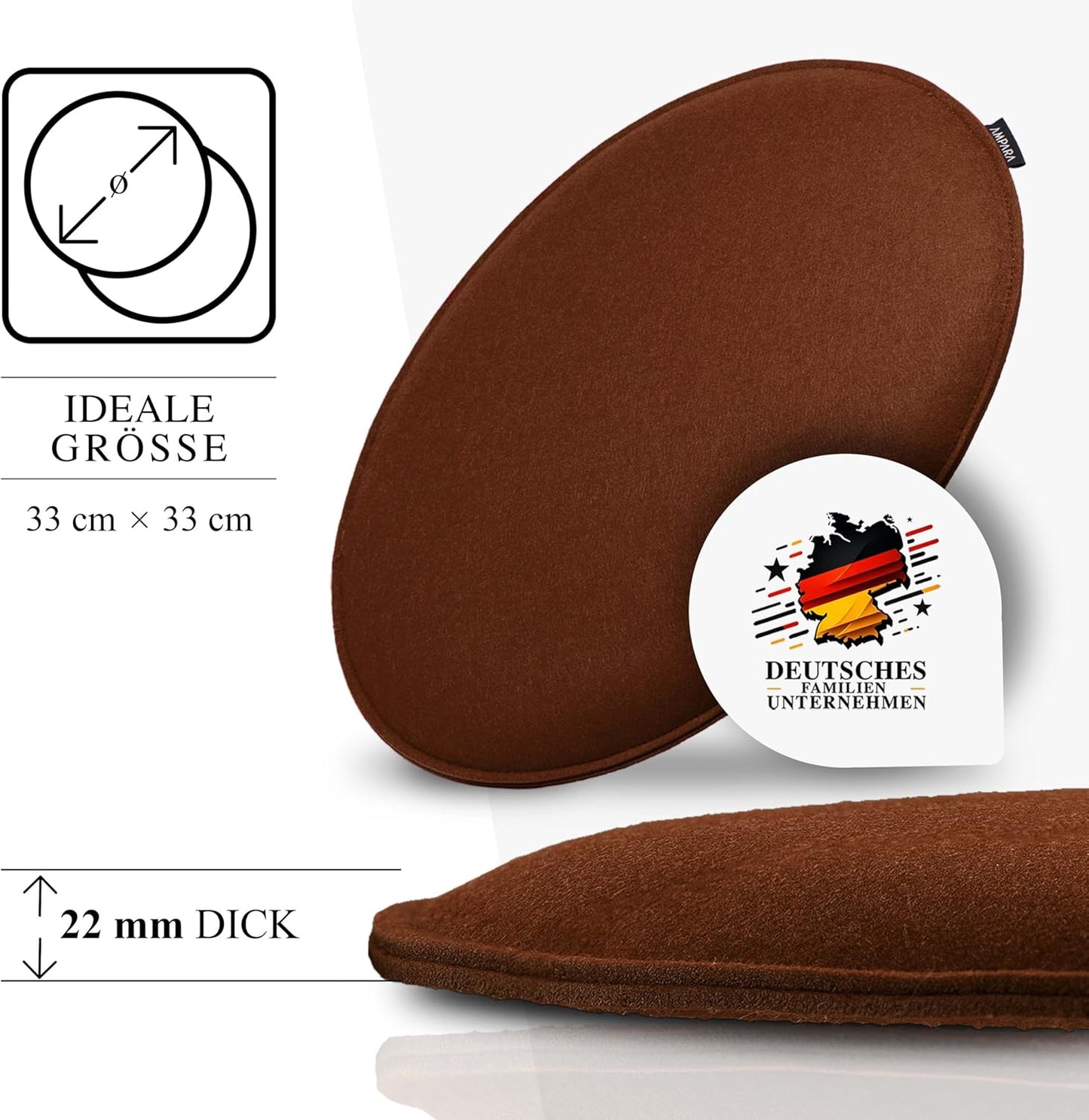 Runde Stuhlkissen-Set, Braun