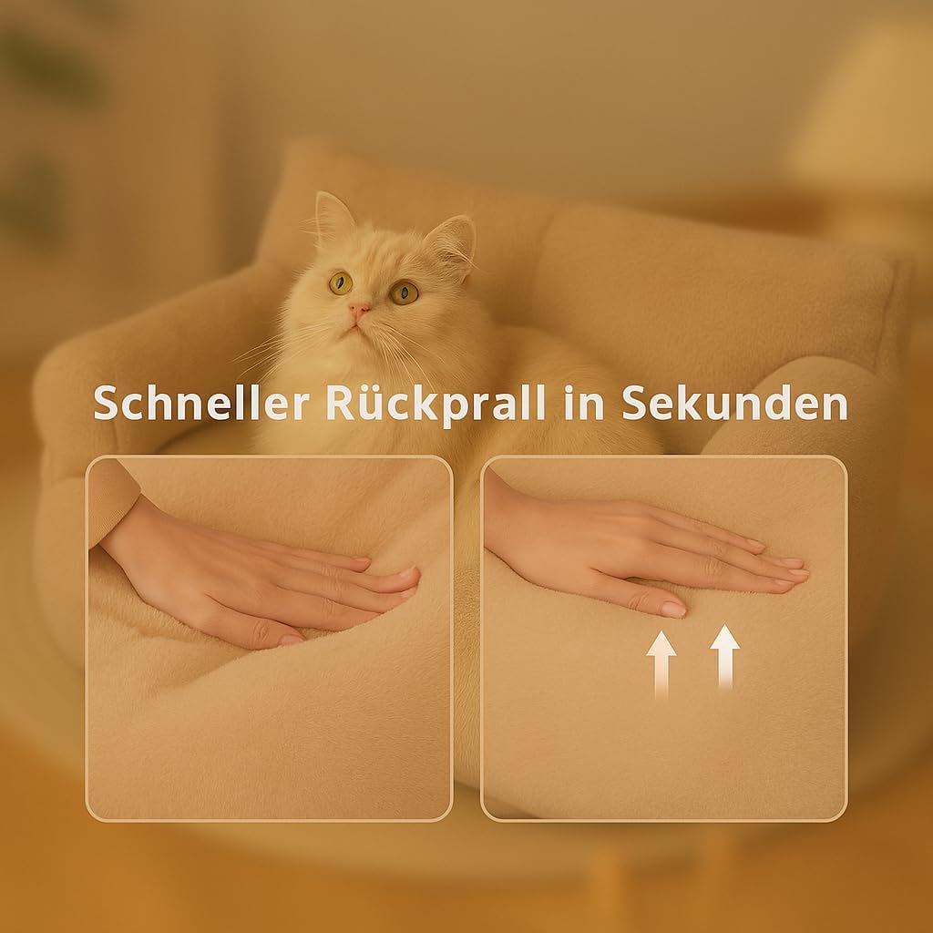 Flauschiges Katzen- und Hundesofa mit rutschfester Unterseite, Camel L