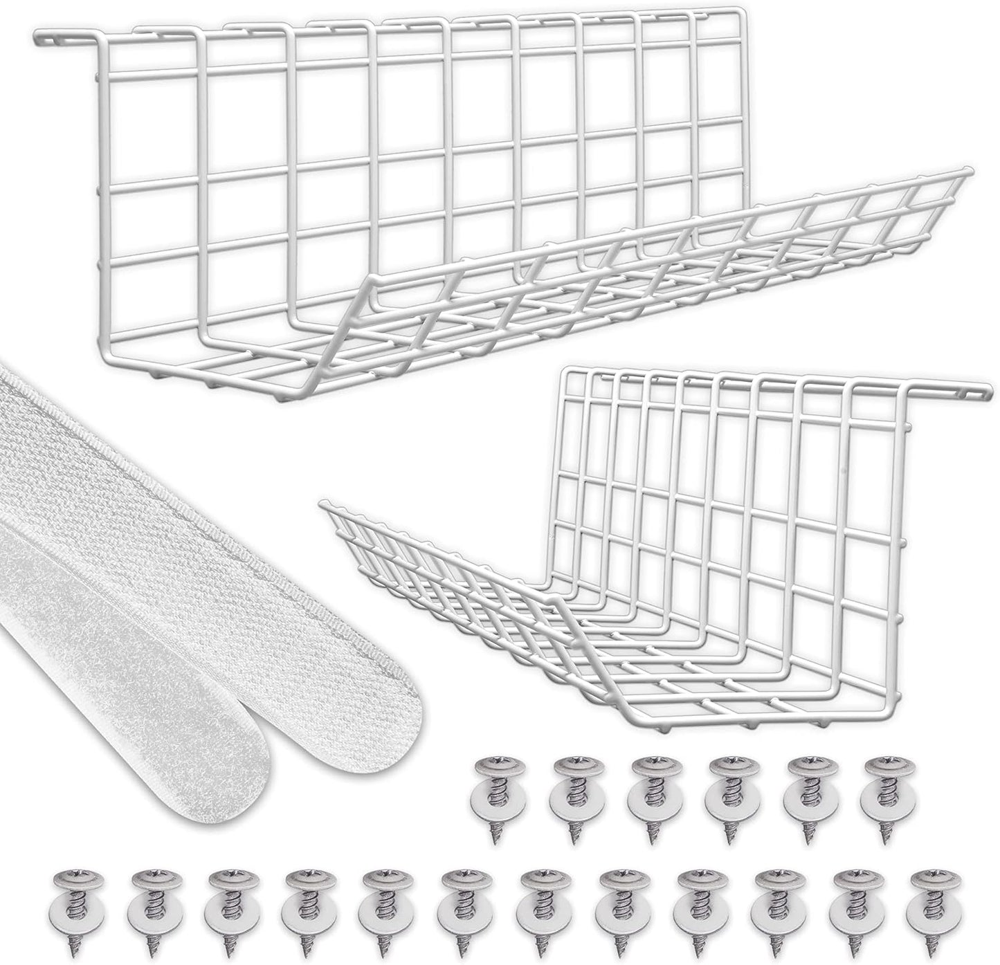 2er-Set Untertisch für Kabelmanagement, 43,2 x 14,5 x 10,9 cm 2er- Set / Weiss