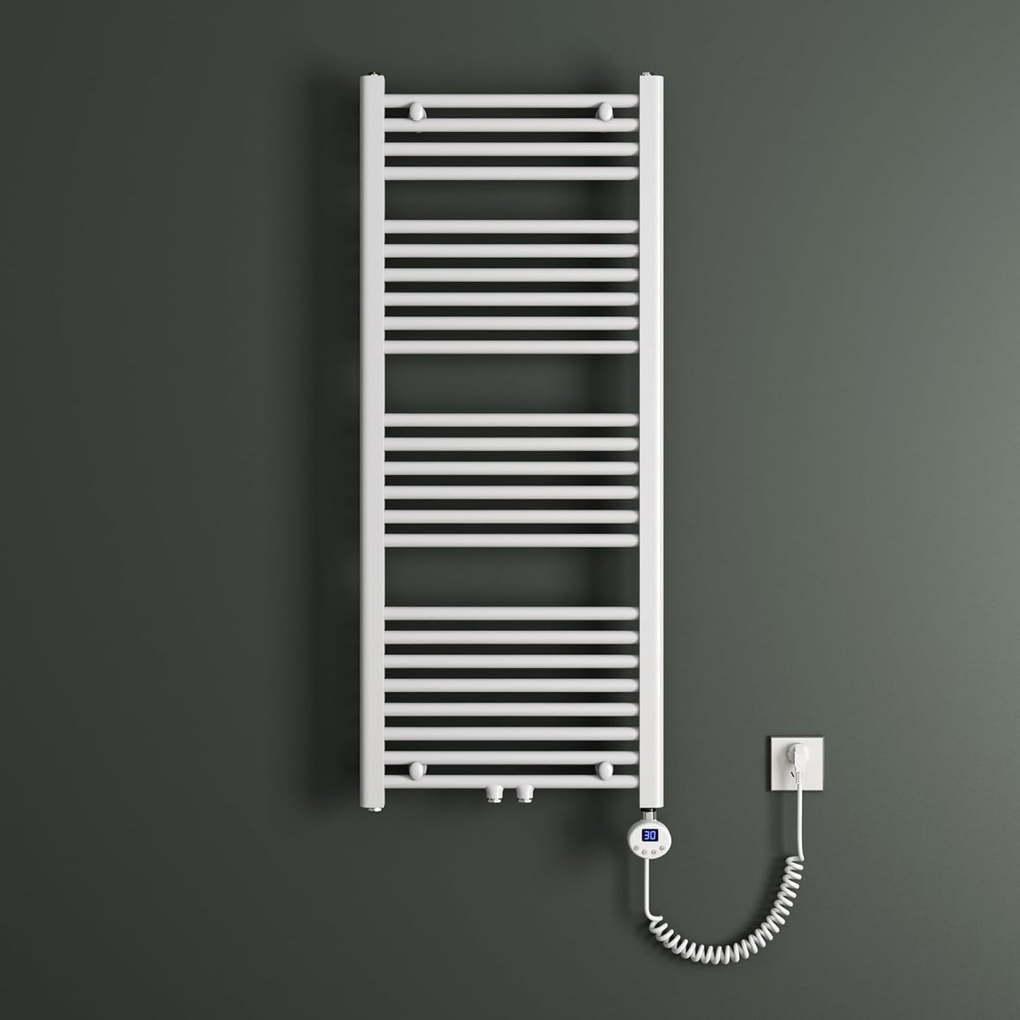 Heizstab mit Thermostat und LCD für Badheizkörper, 1000W Weiss