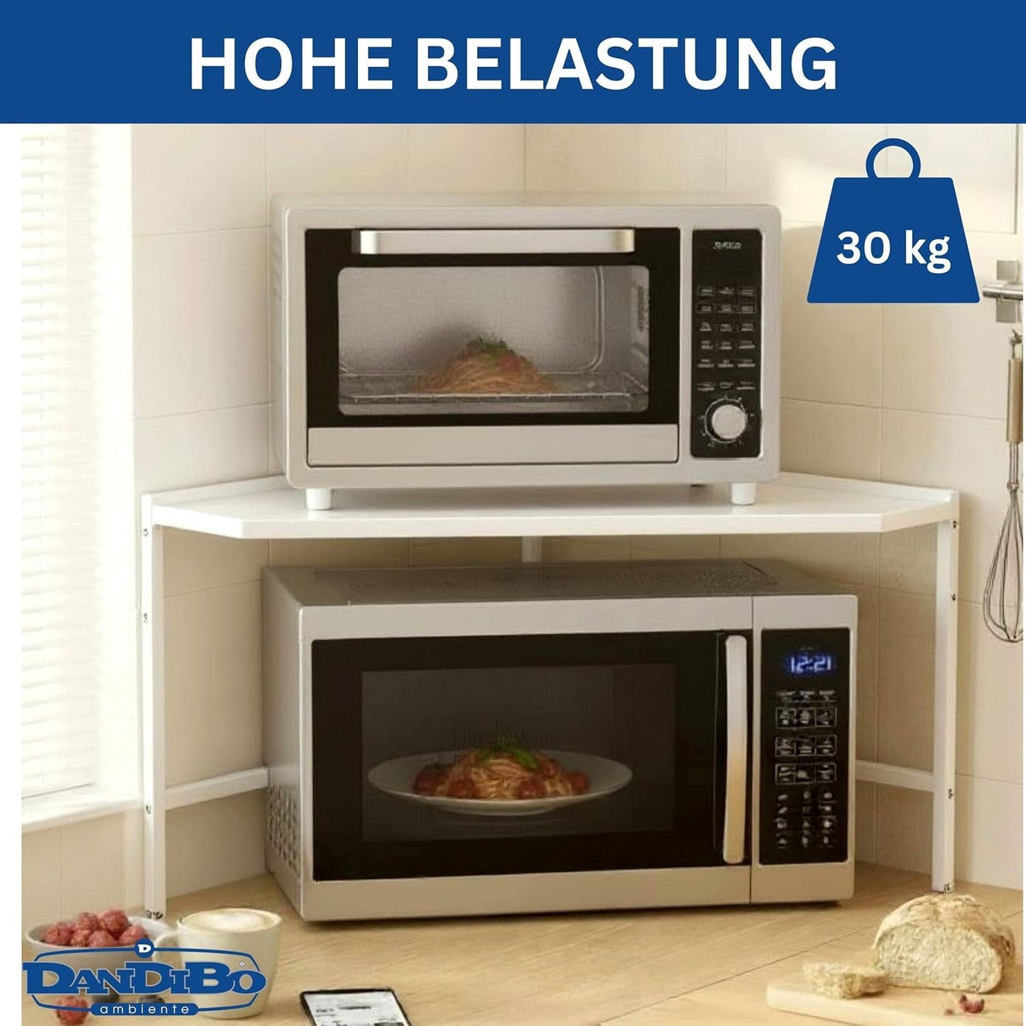 Verstellbares Mikrowellenregal, Weiss