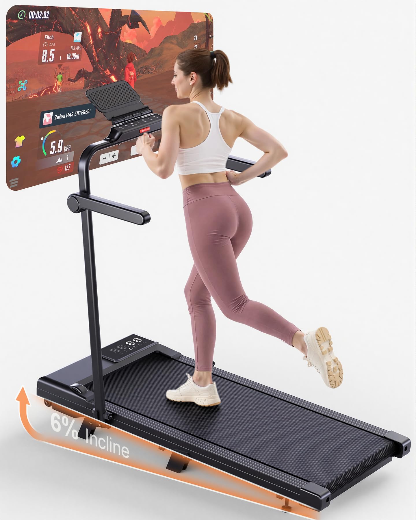 Walking Pad mit Steigung & App-Steuerung, 95cm Tiefschwarz