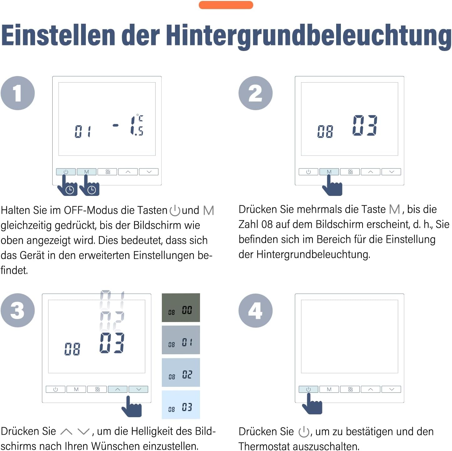 Raumthermostat - TOL47-WP, Wasserheizung Thermostat, 1Stk_No-WIFI