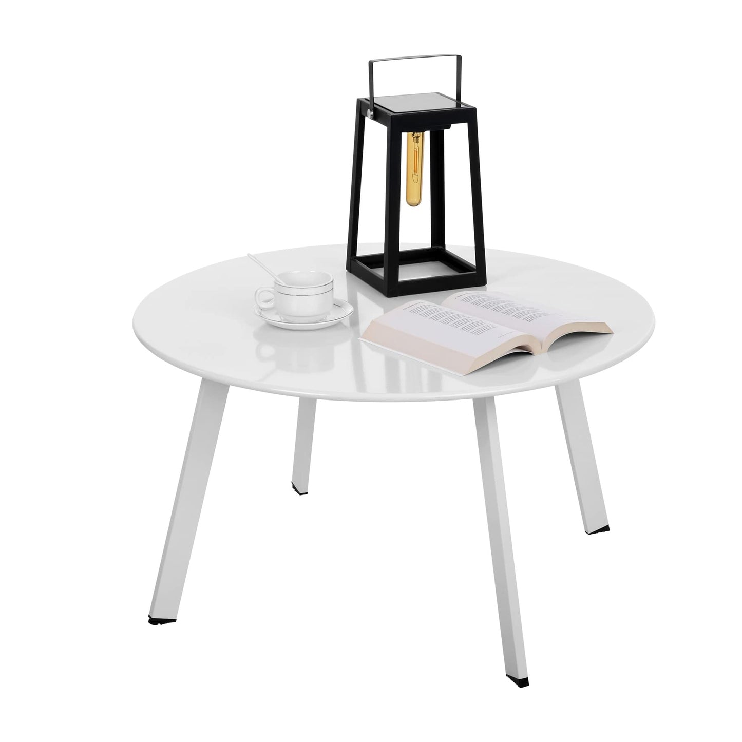 Verstellbarer Beistelltisch, Ø 70x40H cm Weiss