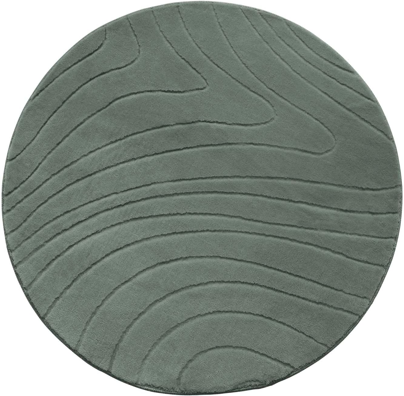 Runder Badematte, rutschfest, Grün Abstrakte Wellen 120 cm (Rund)