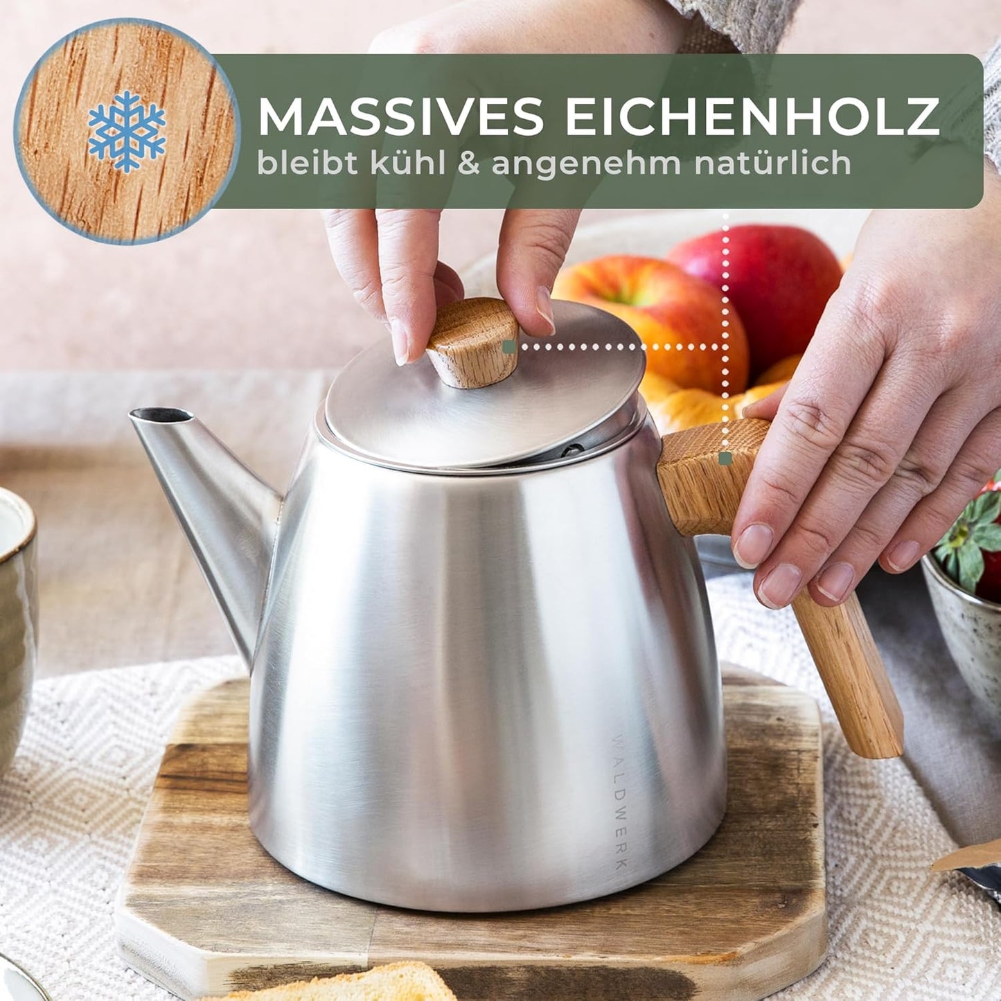 Doppelwandige Teekanne mit Siebeinsatz, Teekanne doppelwandig