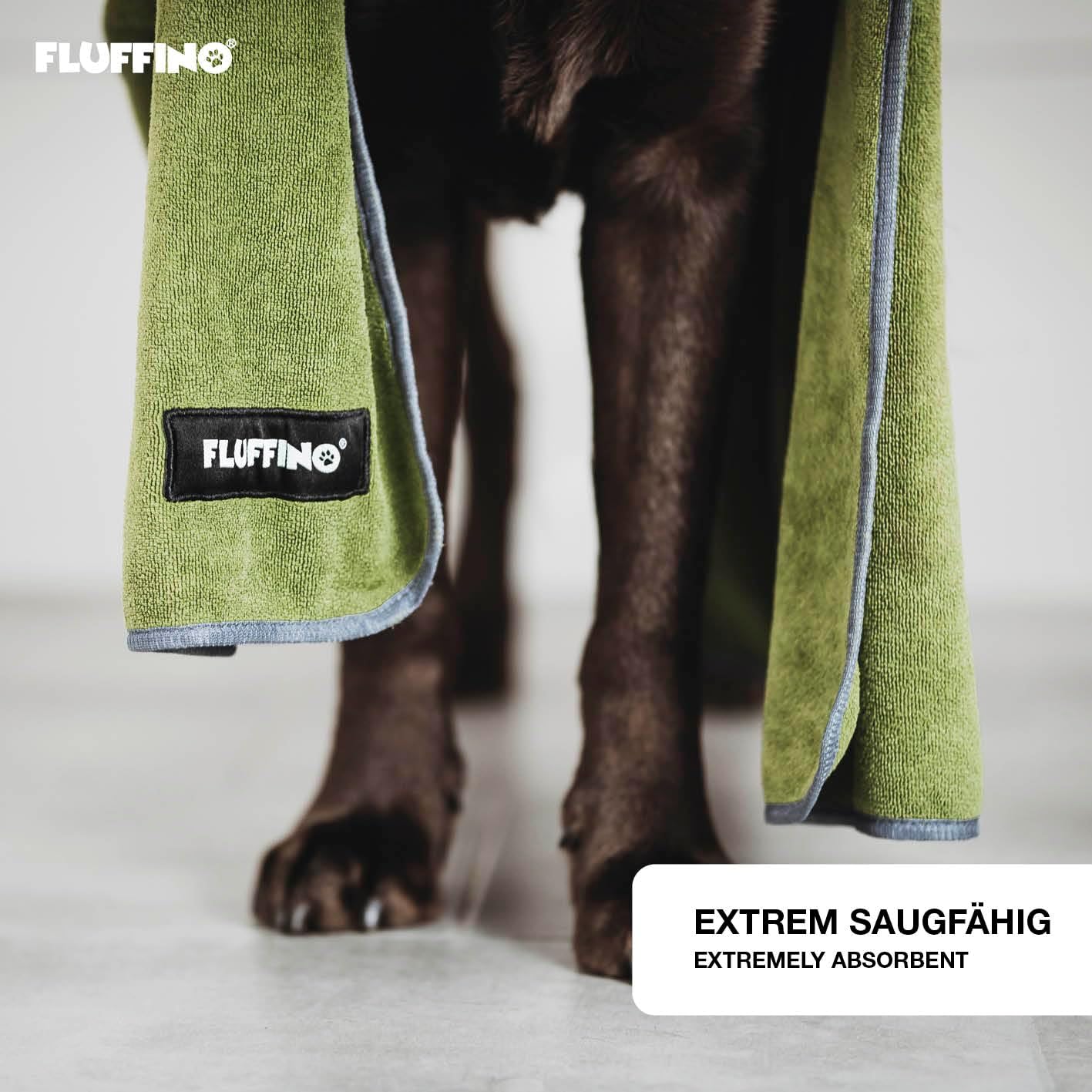 Saugfähige Mikrofaser-Hundehandtücher, Grau & Grün 90 x 50 cm & 120 x 70 cm