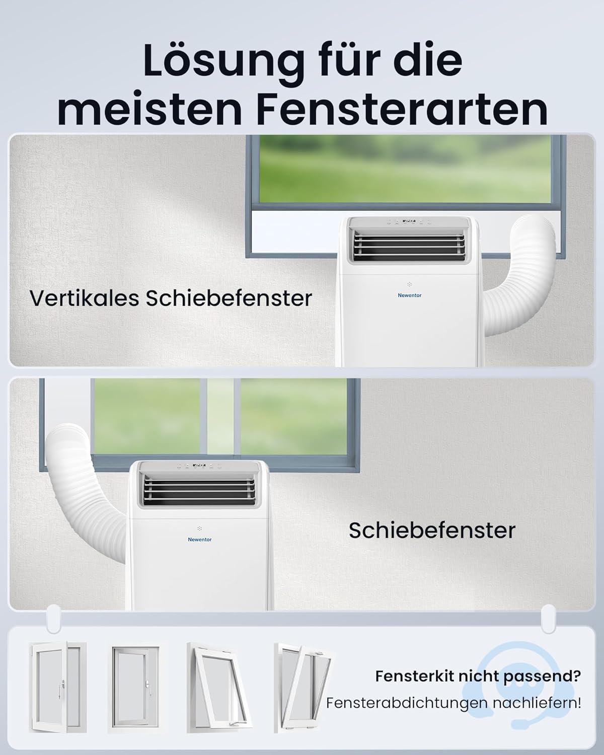 Mobile Klimaanlage MAC-14A mit Abluftschlauch, Weiss