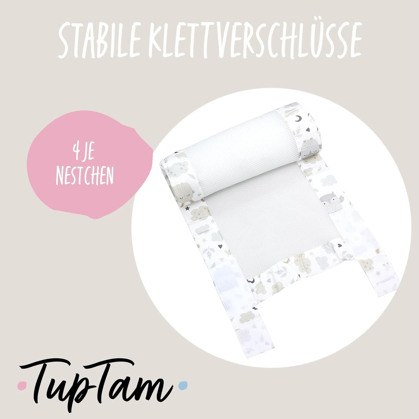 Gitterstäbe Schutznetz für Babybett (2er Pack), Hase / Eule ; ca. 128 x 30 cm (für Babybett 140x70)