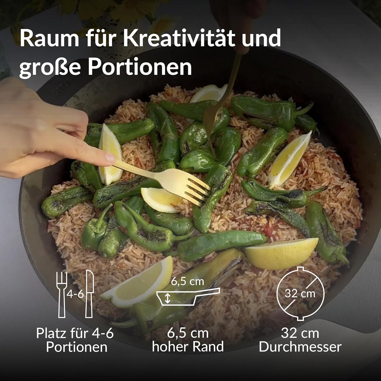 Gusseisenpfanne 32cm für alle Herdarten, 32 cm