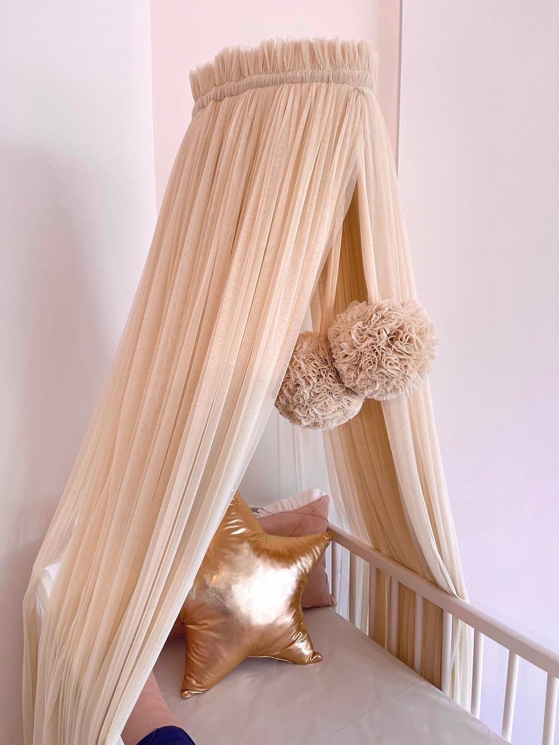 Betthimmel für Babybetten, Nude (Beige mit Einem Leichten Rosastich