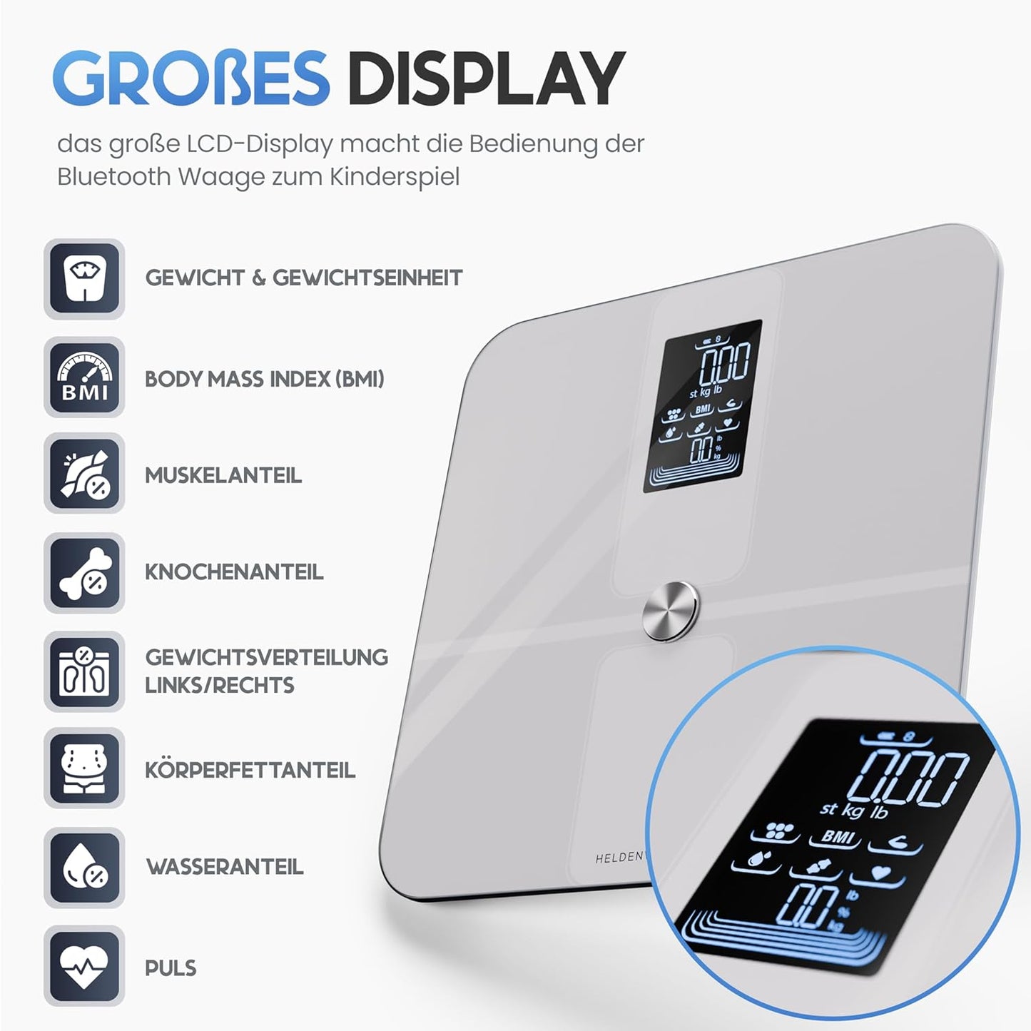 Körperanalysewaage, Weiss (Design Elegance)